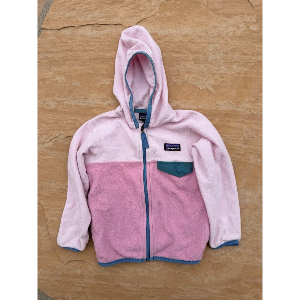 Patagonia Micro D Snap-T Pink Hooded Zip Up Jacket Kids Size 2T